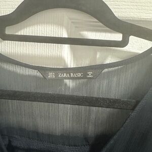 Zara Black Sheer Long Sleeve Blouse